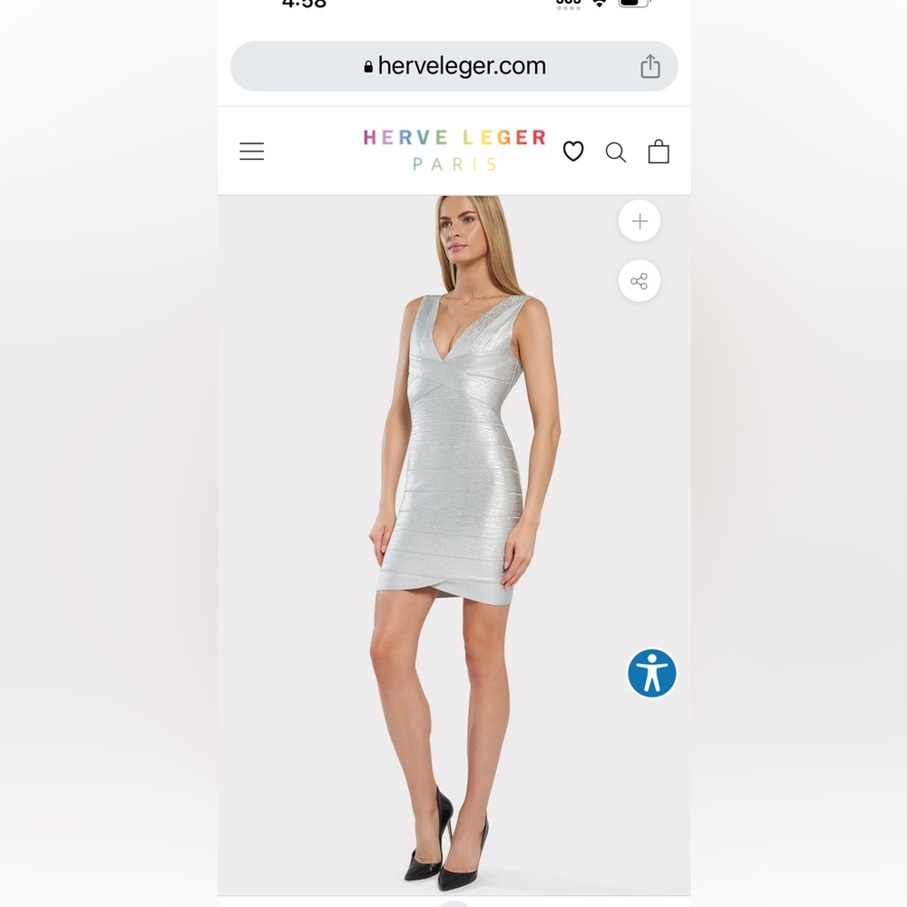 Herve Léger bandage dress XS, Color: gold foil. Event dress, cocktail dress